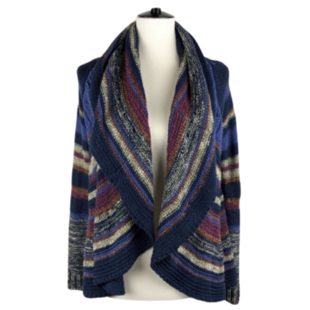 Like new! Anthropologie Rosie Neira open front stripe knit cardigan! Size Small - Picture 2 of 7